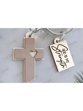 Σετ των 3 Intra απο ξύλο plywood 3mm-4mm πάχος Christian Keychain | Μπρελόκ Δίασταση 6x6 cm INTRAFABR-123417646