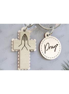 Σετ των 3 Intra απο ξύλο plywood 3mm-4mm πάχος Christian Keychain | Μπρελόκ Δίασταση 6x6 cm INTRAFABR-123417649