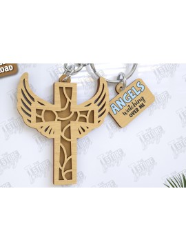 Σετ των 3 Intra απο ξύλο plywood 3mm-4mm πάχος Christian Keychain | Μπρελόκ Δίασταση 6x6 cm INTRAFABR-123418329