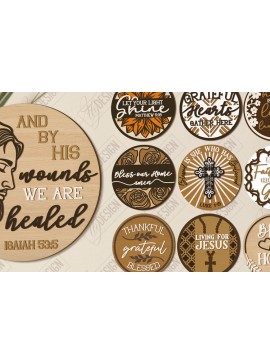 Σετ των 2 Intra απο ξύλο plywood 3mm-4mm πάχος Δέσμη κοπής με λέιζερ Christian Round Signs Δίασταση 30x20 cm INTRAFABR-121899331