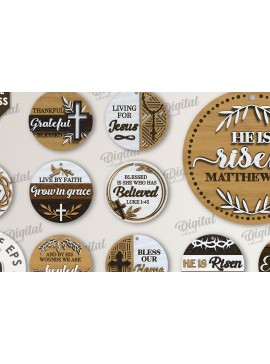 Σετ των 2 Intra απο ξύλο plywood 3mm-4mm πάχος Δέσμη κοπής με λέιζερ Christian Round Signs Δίασταση 30x20 cm INTRAFABR-116204650