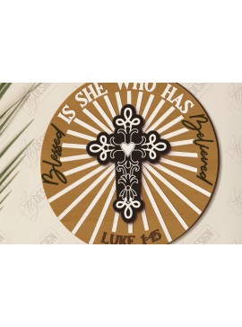 Σετ των 2 Intra απο ξύλο plywood 3mm-4mm πάχος Χριστιανικές στρογγυλές πινακίδες κοπής με λέιζερ | CNC Δίασταση 30x20 cm INTRAFABR-121601717