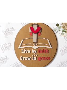 Σετ των 2 Intra απο ξύλο plywood 3mm-4mm πάχος Χριστιανική στρογγυλή πινακίδα τοίχου |CNC Δίασταση 30x20 cm INTRAFABR-120653529