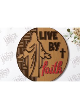 Σετ των 2 Intra απο ξύλο plywood 3mm-4mm πάχος Χριστιανική στρογγυλή πινακίδα τοίχου |CNC Δίασταση 30x20 cm INTRAFABR-120653533