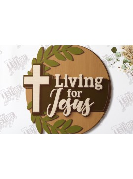 Σετ των 2 Intra απο ξύλο plywood 3mm-4mm πάχος Χριστιανική στρογγυλή πινακίδα τοίχου |CNC Δίασταση 30x20 cm INTRAFABR-120653539