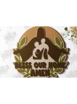 Σετ των 2 Intra απο ξύλο plywood 3mm-4mm πάχος Χριστιανική στρογγυλή πινακίδα τοίχου |CNC Δίασταση 30x20 cm INTRAFABR-120961763