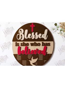 Σετ των 2 Intra απο ξύλο plywood 3mm-4mm πάχος Χριστιανική στρογγυλή πινακίδα τοίχου |CNC Δίασταση 30x20 cm INTRAFABR-120961773