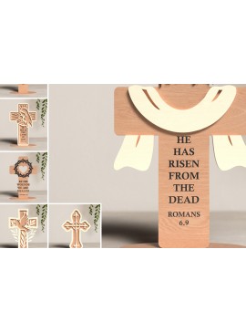 Σετ των 2 Intra απο ξύλο plywood 3mm-4mm πάχος Christian Standing Cross Cut  Δίασταση 30x20 cm INTRAFABR-119944711