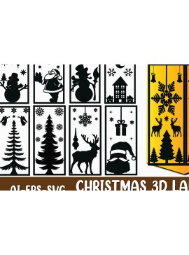 Σετ των 2 Intra απο ξύλο plywood 3mm-4mm πάχος Χριστουγεννιάτικο 3D Lantern Δίασταση 15x15 cm INTRAFABR-124877374