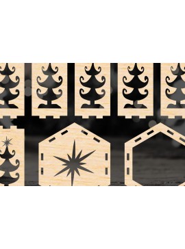 Σετ των 2 Intra απο ξύλο plywood 3mm-4mm πάχος κοπής με λέιζερ Χριστουγεννιάτικο 3D Lantern Δίασταση 15x15 cm INTRAFABR-51809891