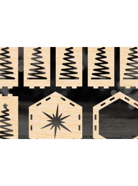 Σετ των 2 Intra απο ξύλο plywood 3mm-4mm πάχος Χριστουγεννιάτικο 3D Φανάρι Δίασταση 15x15 cm INTRAFABR-52076790