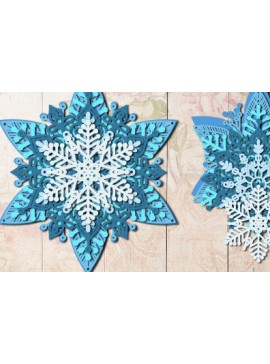 Σετ των 2 Intra απο ξύλο plywood 3mm-4mm πάχος Χριστουγεννιάτικη 3D Layered Snowflake 1080 Δίασταση 15x15 cm INTRAFABR-107198842