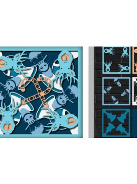 Σετ των 3 Intra απο ξύλο plywood 3mm-4mm πάχος Χριστουγεννιάτικο 3d Shadow Box Δίασταση 25x25 cm INTRAFABR-79755972