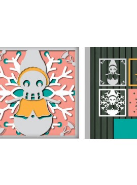 Σετ των 2 Intra απο ξύλο plywood 3mm-4mm πάχος Χριστουγεννιάτικο 3d Shadow Box Δίασταση 25x25 cm INTRAFABR-79755986