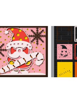 Σετ των 2 Intra απο ξύλο plywood 3mm-4mm πάχος Χριστουγεννιάτικο 3d Shadow Box Δίασταση 25x25 cm INTRAFABR-79755913