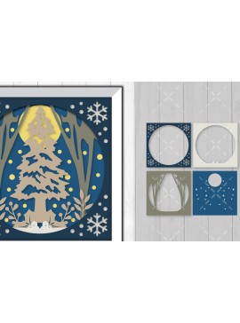 Σετ των 2 Intra απο ξύλο plywood 3mm-4mm πάχος Χριστουγεννιάτικο τρισδιάστατο κουτί σκιών με στρώσεις χαρτόκουτο Δίασταση 30x20 cm INTRAFABR-85749718