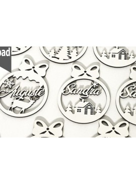 Σετ των 2 Intra απο ξύλο plywood 3mm-4mm πάχος Χριστουγεννιάτικων 7 στολιδιών  Δίασταση 30x20 cm INTRAFABR-66895812