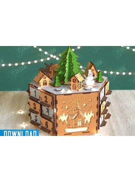 Σετ των 2 Intra απο ξύλο plywood 3mm-4mm πάχος Ημερολόγιο Χριστουγέννων |DIY| Διακοπές Δίασταση 15x15 cm INTRAFABR-105663013