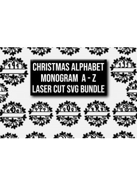 Σετ των 2 Intra απο ξύλο plywood 3mm-4mm πάχος χριστουγεννιάτικου αλφάβητου μονογράμματος a-Z Δίασταση 15x15 cm INTRAFABR-79227688