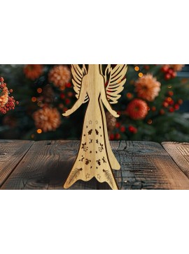 Σετ των 2 Intra απο ξύλο plywood 3mm-4mm πάχος Χριστουγεννιάτικος Άγγελος Δίασταση 15x15 cm INTRAFABR-111942018