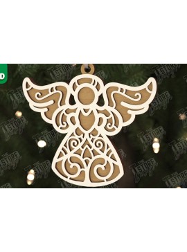 Σετ των 2 Intra απο ξύλο plywood 3mm-4mm πάχος Χριστουγεννιάτικος Άγγελος |Παιχνίδι Χριστουγεννιάτικου Δέντρου| CNC Δίασταση 15x15 cm INTRAFABR-106601854