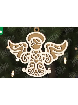 Σετ των 2 Intra απο ξύλο plywood 3mm-4mm πάχος Χριστουγεννιάτικος Άγγελος |Παιχνίδι Χριστουγεννιάτικου Δέντρου| CNC Δίασταση 15x15 cm INTRAFABR-106601802