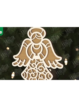 Σετ των 2 Intra απο ξύλο plywood 3mm-4mm πάχος Χριστουγεννιάτικος Άγγελος |Παιχνίδι Χριστουγεννιάτικου Δέντρου| CNC Δίασταση 15x15 cm INTRAFABR-106601811