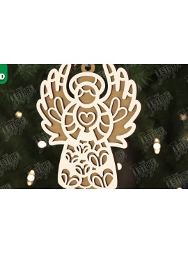 Σετ των 2 Intra απο ξύλο plywood 3mm-4mm πάχος Χριστουγεννιάτικος Άγγελος |Παιχνίδι Χριστουγεννιάτικου Δέντρου| CNC Δίασταση 15x15 cm INTRAFABR-106601816