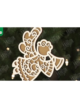 Σετ των 2 Intra απο ξύλο plywood 3mm-4mm πάχος Χριστουγεννιάτικος Άγγελος |Παιχνίδι Χριστουγεννιάτικου Δέντρου| CNC Δίασταση 15x15 cm INTRAFABR-106601830
