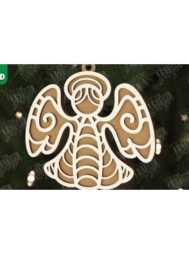 Σετ των 2 Intra απο ξύλο plywood 3mm-4mm πάχος Χριστουγεννιάτικος Άγγελος |Παιχνίδι Χριστουγεννιάτικου Δέντρου| CNC Δίασταση 15x15 cm INTRAFABR-106601779