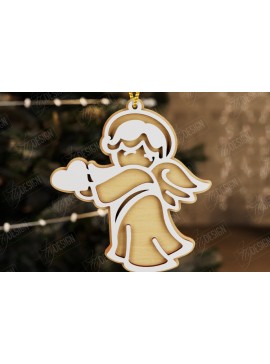 Σετ των 2 Intra απο ξύλο plywood 3mm-4mm πάχος Χριστουγεννιάτικος Άγγελος | Παιχνίδι Χριστουγεννιάτικου Δέντρου|CNC Δίασταση 15x15 cm INTRAFABR-107180059