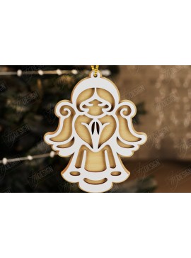 Σετ των 2 Intra απο ξύλο plywood 3mm-4mm πάχος Χριστουγεννιάτικος Άγγελος | Παιχνίδι Χριστουγεννιάτικου Δέντρου|CNC Δίασταση 15x15 cm INTRAFABR-107180062