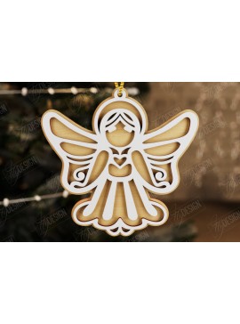 Σετ των 2 Intra απο ξύλο plywood 3mm-4mm πάχος Χριστουγεννιάτικος Άγγελος | Παιχνίδι Χριστουγεννιάτικου Δέντρου|CNC Δίασταση 15x15 cm INTRAFABR-107180091