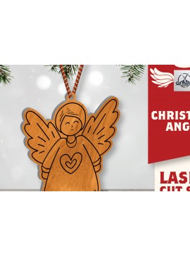 Σετ των 2 Intra απο ξύλο plywood 3mm-4mm πάχος Christmas Angel Cut  Δίασταση 15x15 cm INTRAFABR-109820160
