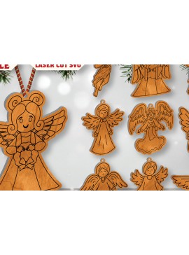 Σετ των 2 Intra απο ξύλο plywood 3mm-4mm πάχος Cut Christmas Angel Δίασταση 15x15 cm INTRAFABR-109820262