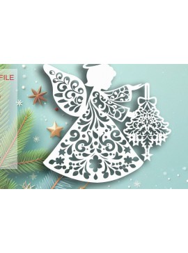 Σετ των 2 Intra απο ξύλο plywood 3mm-4mm πάχος Χριστουγεννιάτικη αγγέλου Δίασταση 30x20 cm INTRAFABR-108429834