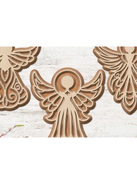 Σετ των 2 Intra απο ξύλο plywood 3mm-4mm πάχος κοπής με λέιζερ Christmas Angels Δίασταση 15x15 cm INTRAFABR-92549959