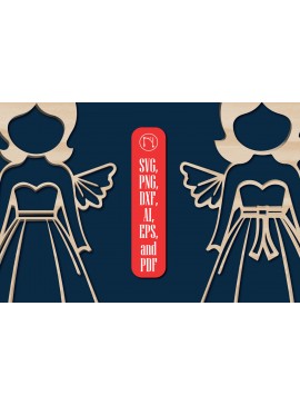 Σετ των 3 Intra απο ξύλο plywood 3mm-4mm πάχος Christmas Angels Δίασταση 4x4 cm INTRAFABR-85953571