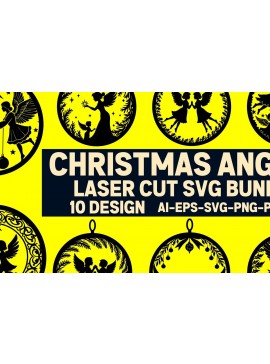 Σετ των 2 Intra απο ξύλο plywood 3mm-4mm πάχος 3 Cut Christmas Angels  Δίασταση 15x15 cm INTRAFABR-109520508