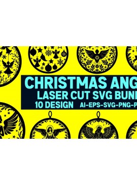 Σετ των 2 Intra απο ξύλο plywood 3mm-4mm πάχος 4 Cut Christmas Angels  Δίασταση 15x15 cm INTRAFABR-109747281