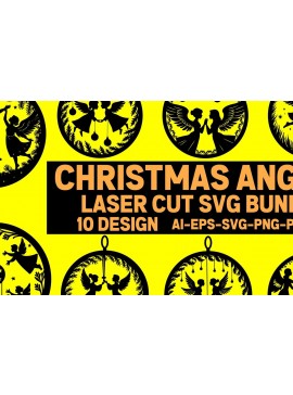 Σετ των 2 Intra απο ξύλο plywood 3mm-4mm πάχος Cut Christmas Angels Δίασταση 15x15 cm INTRAFABR-109747389