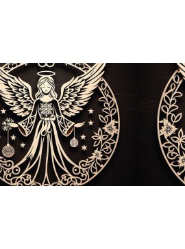 Σετ των 3 Intra απο ξύλο plywood 3mm-4mm πάχος Christmas Angels Δίασταση 4x4 cm INTRAFABR-85917680