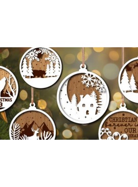 Σετ των 3 Intra απο ξύλο plywood 3mm-4mm πάχος Χριστουγεννιάτικα στολίδια ζώων Δίασταση 8x8 cm INTRAFABR-76466734