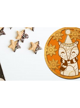 Σετ των 3 Intra απο ξύλο plywood 3mm-4mm πάχος Χριστουγεννιάτικα στολίδια ζώων, διακόσμηση Δίασταση 4x4 cm INTRAFABR-83888062