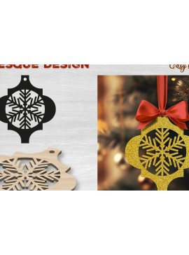 Σετ των 3 Intra απο ξύλο plywood 3mm-4mm πάχος Χριστουγεννιάτικο αραβικό στολίδι Δίασταση 4x4 cm INTRAFABR-82944772