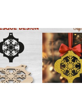 Σετ των 3 Intra απο ξύλο plywood 3mm-4mm πάχος Χριστουγεννιάτικο αραβικό στολίδι Δίασταση 4x4 cm INTRAFABR-82944256