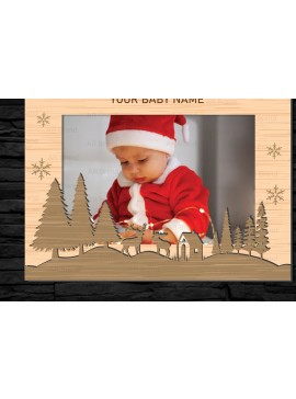 Intra απο ξύλο plywood 3mm-4mm πάχος Χριστουγεννιάτικη κορνίζα μωρών με λέιζερ Δίασταση 20x30 cm INTRAFABR-120128116