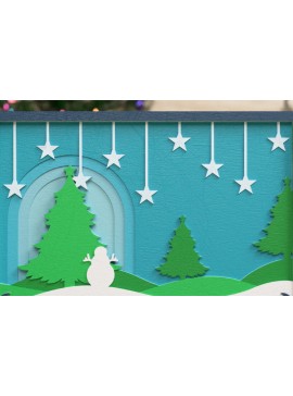 Σετ των 2 Intra απο ξύλο plywood 3mm-4mm πάχος Χριστουγεννιάτικο φόντο 3D Πολυεπίπεδο Δίασταση 40x40 cm INTRAFABR-76153498