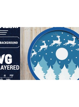 Σετ των 2 Intra απο ξύλο plywood 3mm-4mm πάχος Χριστουγεννιάτικο φόντο με  Papercut Δίασταση 1500x1500 cm INTRAFABR-85075012