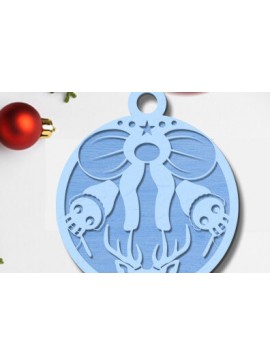 Σετ των 2 Intra απο ξύλο plywood 3mm-4mm πάχος Χριστουγεννιάτικη μπάλα 3D Design Δίασταση 15x15 cm INTRAFABR-73432227